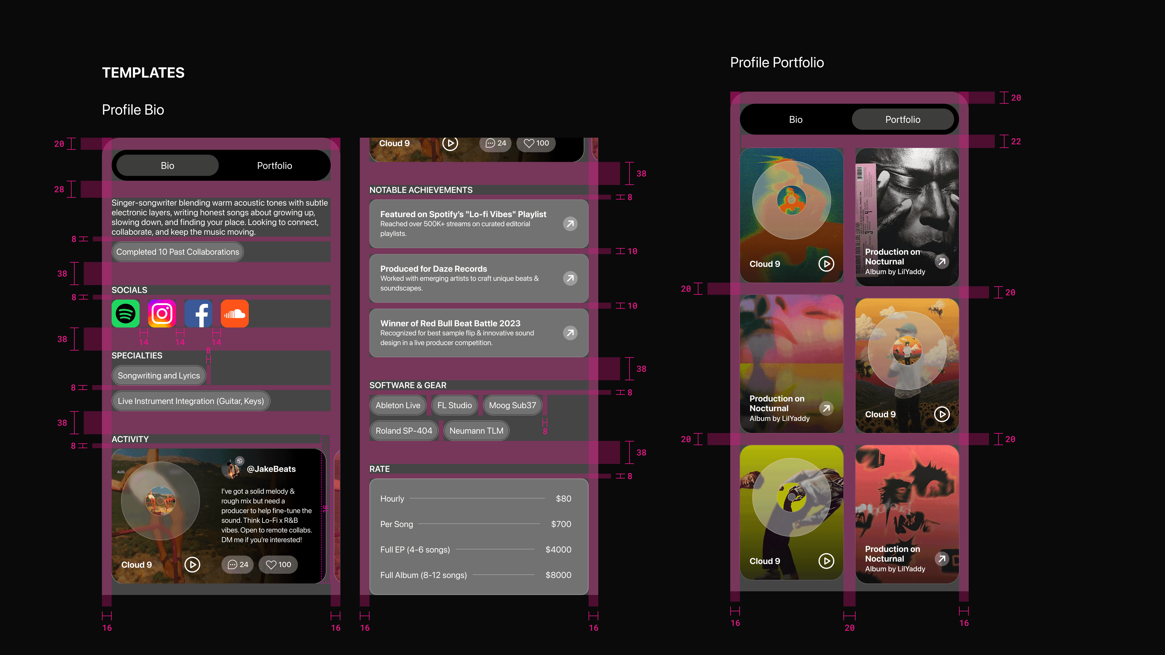 AMP templates: profile bio and portfolio