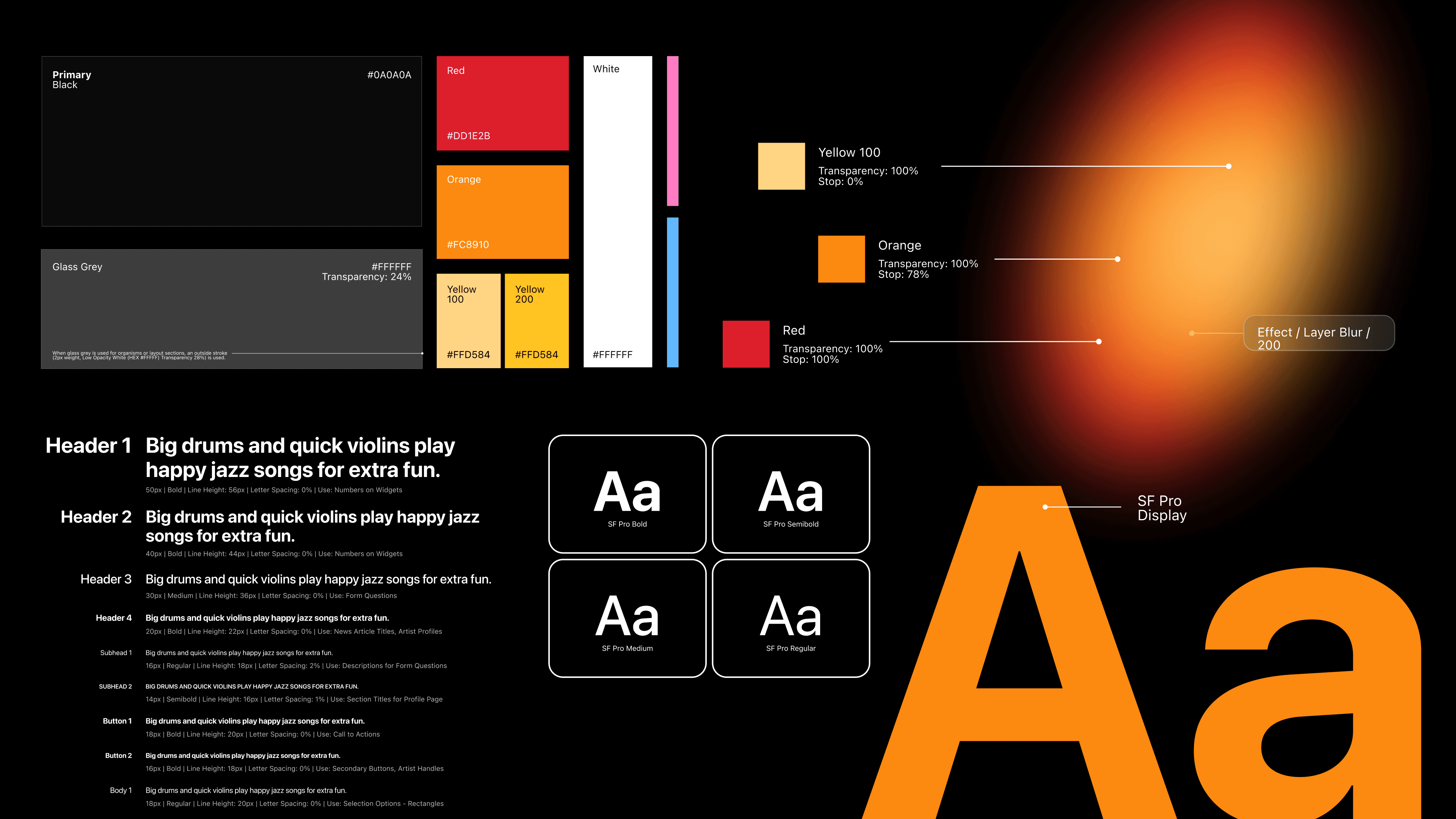 AMP color palette and typography scale