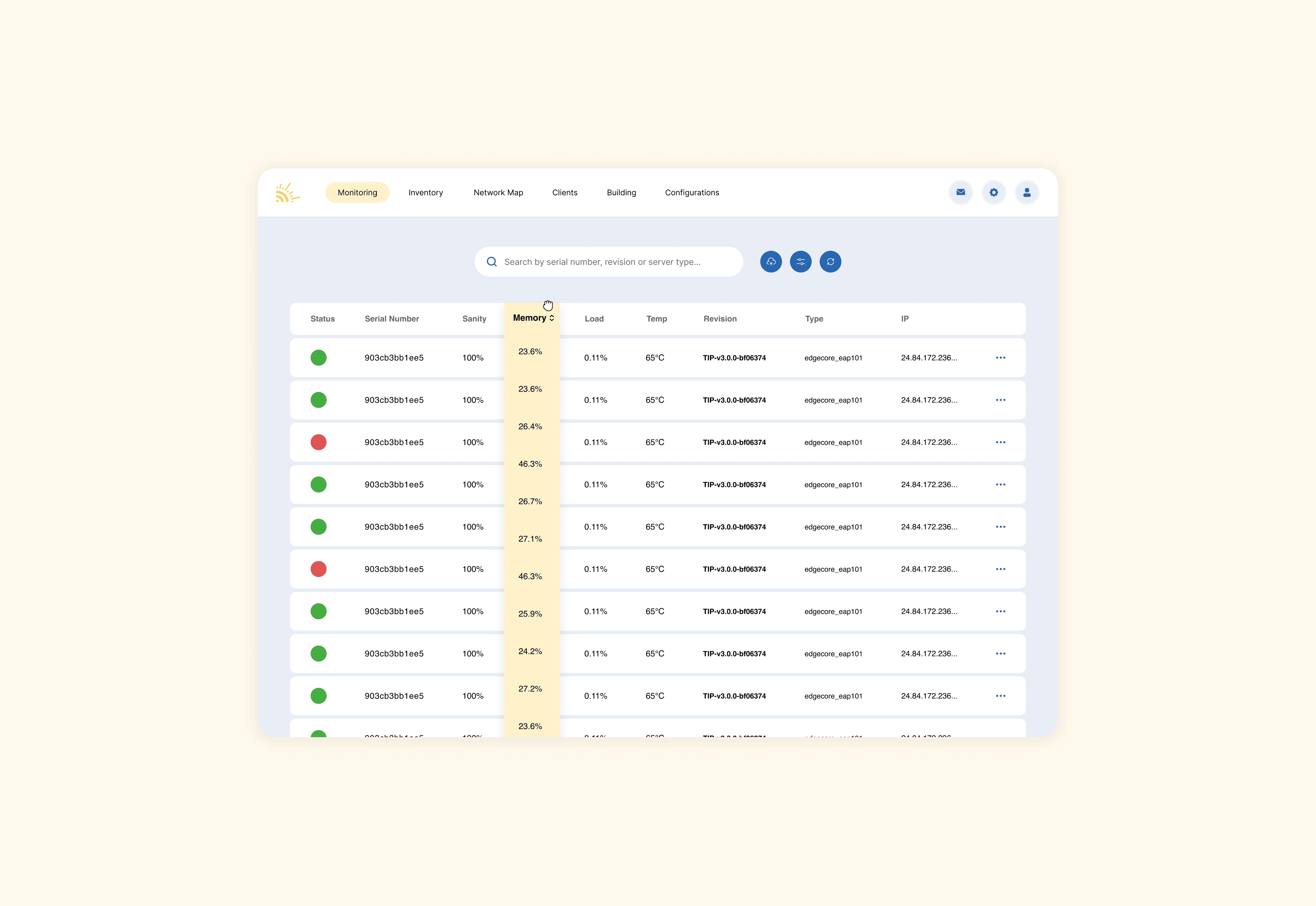 Arillia dashboard screens
