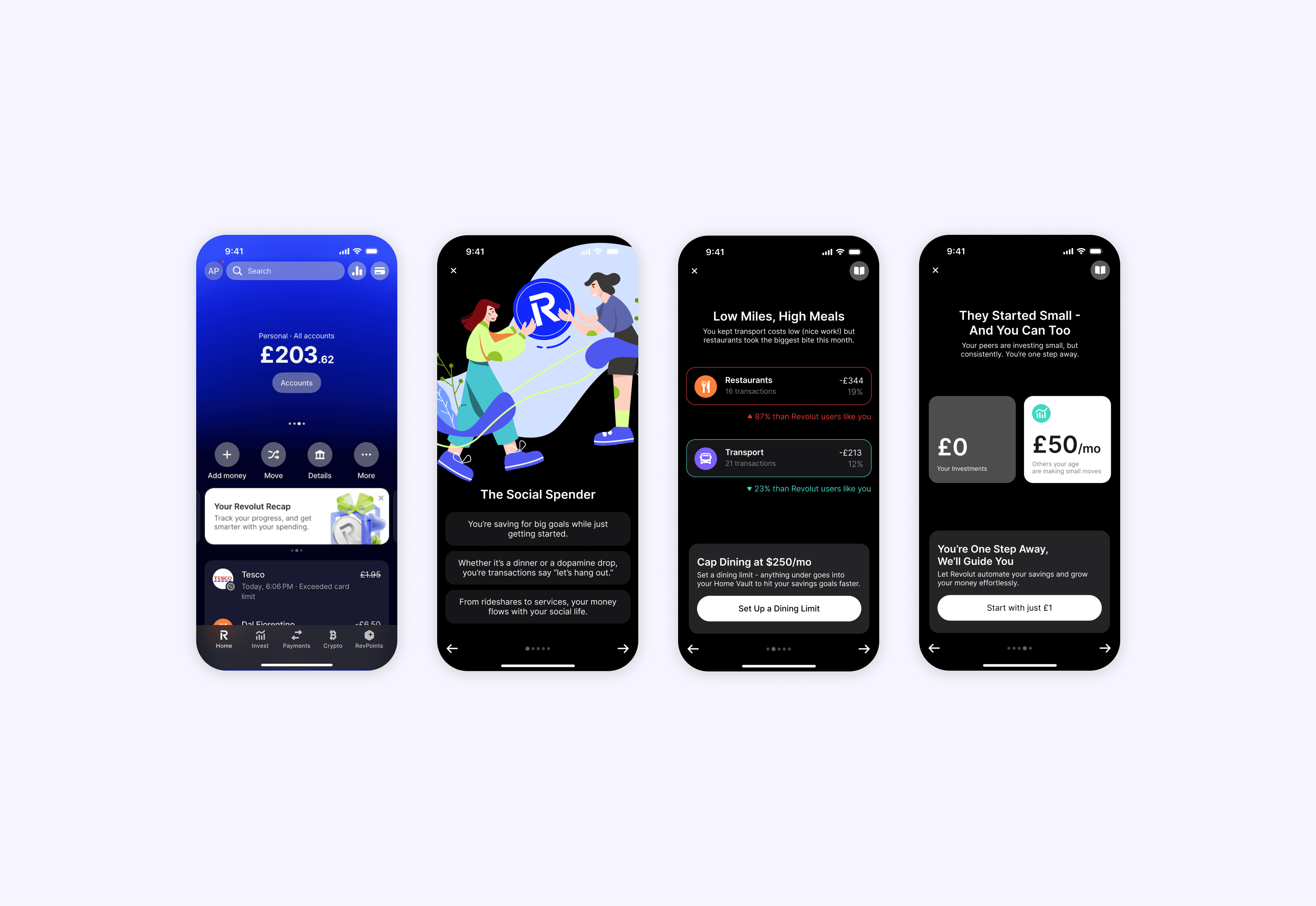Revolut app screens